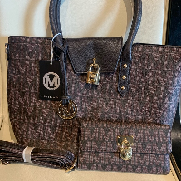 Milan chocolate 2 strap bag, matching wallet . NEW - Picture 1 of 6